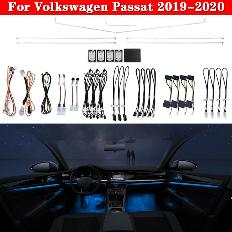 For Volkswagen Passat 2019-2020 Ambient Light 10-Color Set Automatic conversion Decorative lighting Atmosphere Lamp LED strip