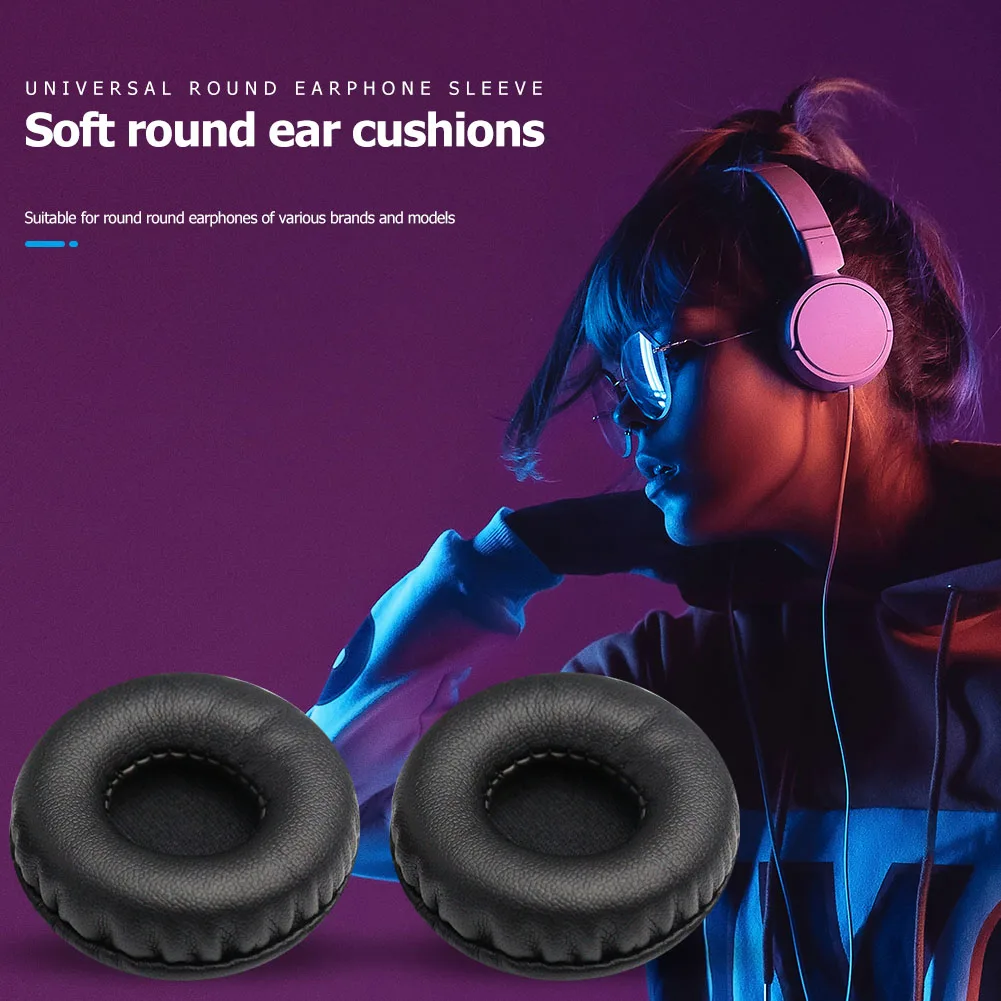 1 Pair Universal Soft PU Earpads Protein Skin Foam Headphones Cushions for Sony ATH Philips Replacement Round Headset Ear Caps