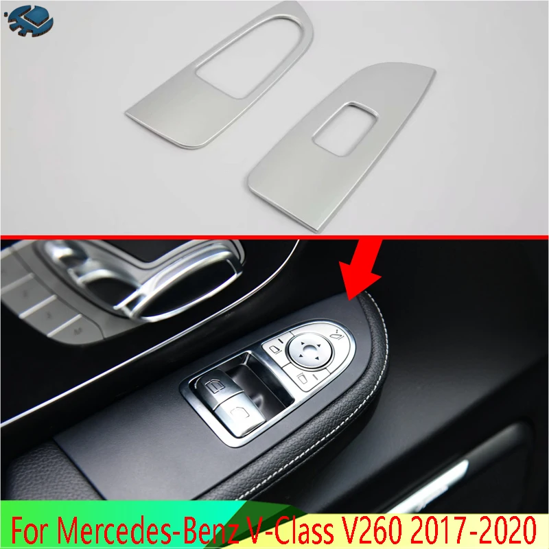 

For Mercedes-Benz V-Class V260 2017-2020 Car Accessories ABS Chrome Door Window Armrest Cover Switch Panel Trim Molding Garnish
