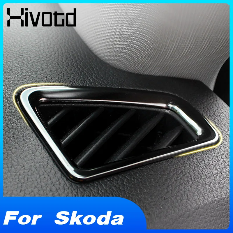 For Skoda Kodiaq 2020-2017 Auto Accessories Interior Decoration Stainless Steel Air Outlet Cover Sequins Frame Trim Car Styling