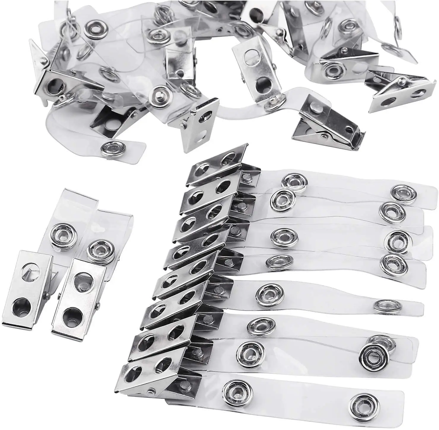 Metal Badge Clips with Clear PVC Straps for ID Cards and Badge Holders 1.2cmx8.5cm