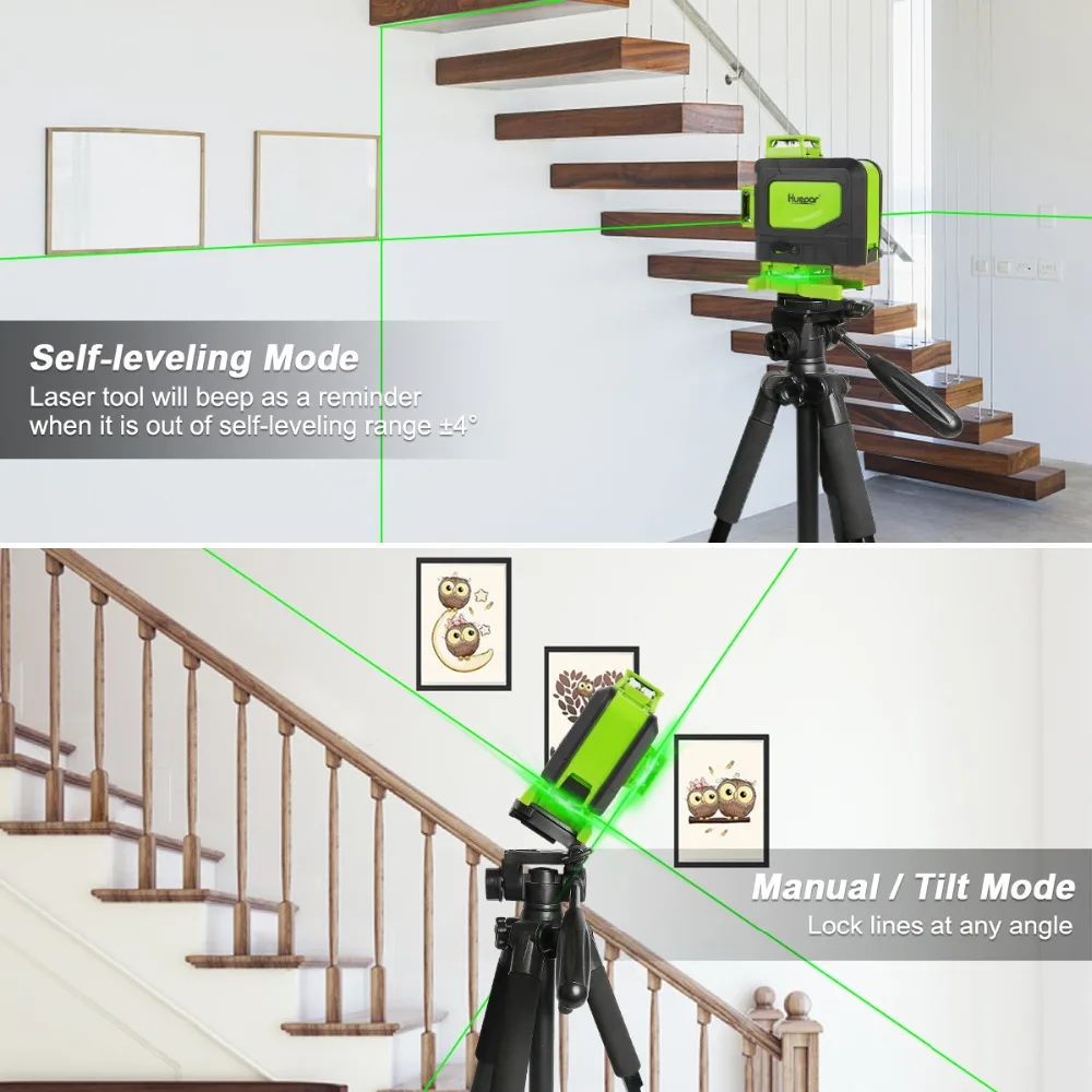 Imagem -04 - Controle Remoto 904dg de Huepar para Telha Auto-nivelamento Verde 360 Graus Horizontal & Vertical 16 Multi Linhas 4d Que Pavimentam o Nível do Laser