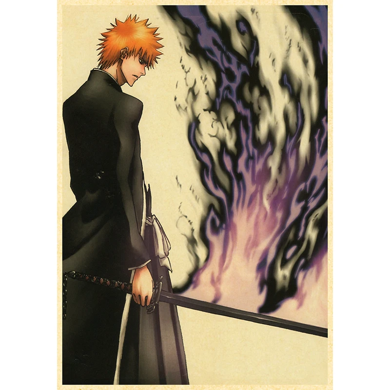 BLEACH Anime Poster, Kraft Paper Vintage Print 4K High Quality, Home Interior Decoration Picture Art Wall Sticker