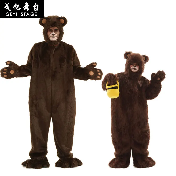 Costume de mascotte ours marron en peluche de luxe, robe de fête Cosplay d'halloween, déguisement Animal pour adultes et enfants