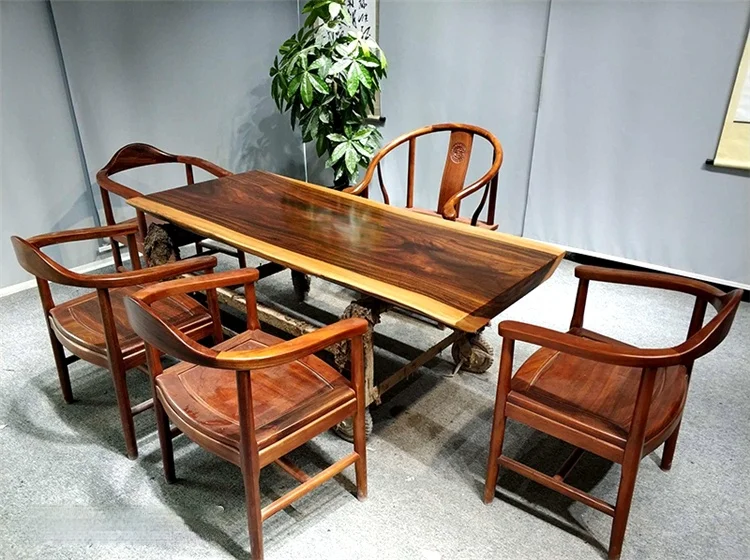 Big board solid wood log mahogany tea table Tea Board boss meeting table for living room