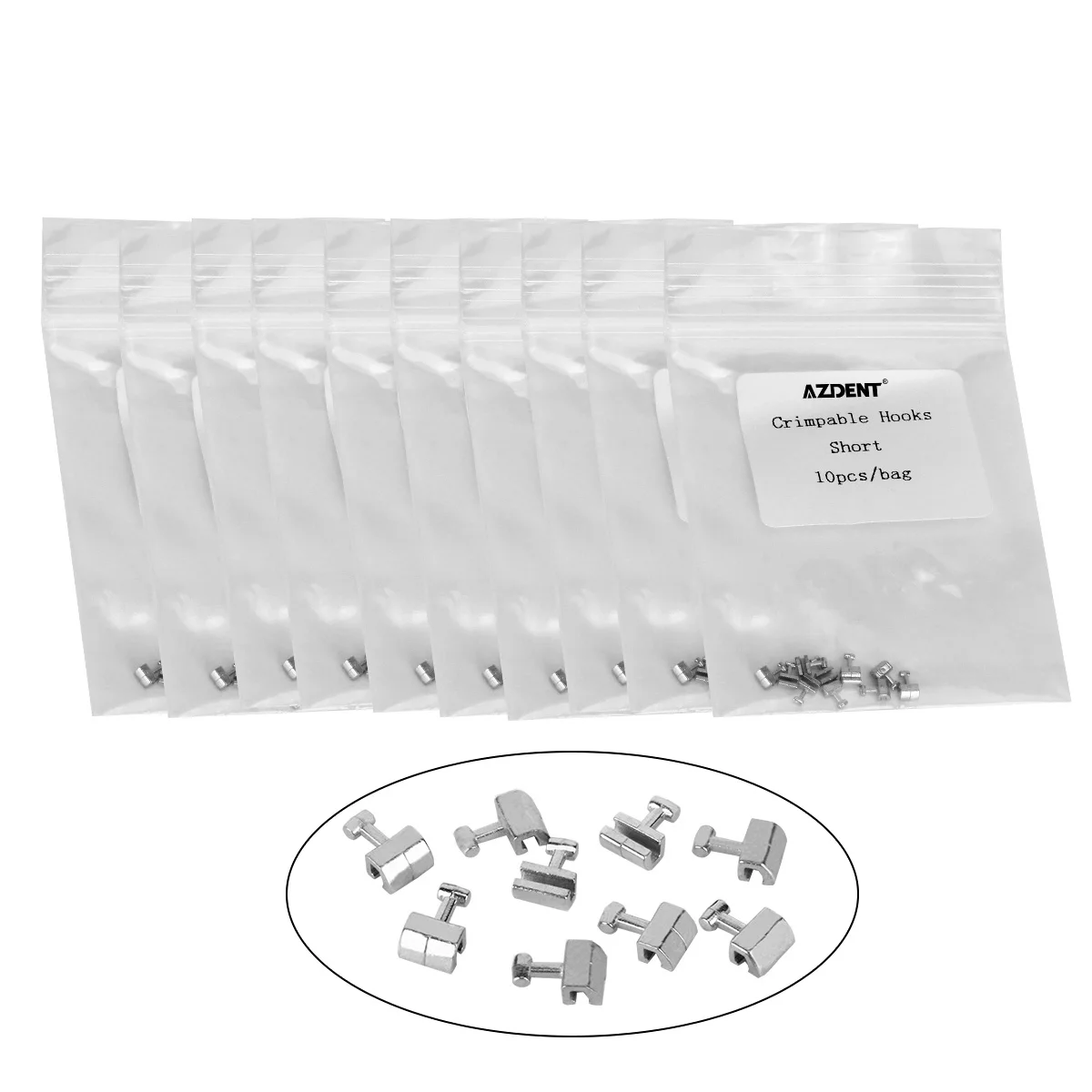 10Pcs/Pack Dental Crimpable Hooks Cross Tube Long Short Right/Left Stainless Steel Multi-function