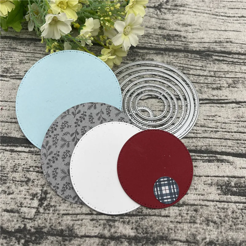 8pcs Circles Frame Craft Metal Cutting Dies For DIY Scrapbooking Album Embossing Paper Cards Decorative Crafts