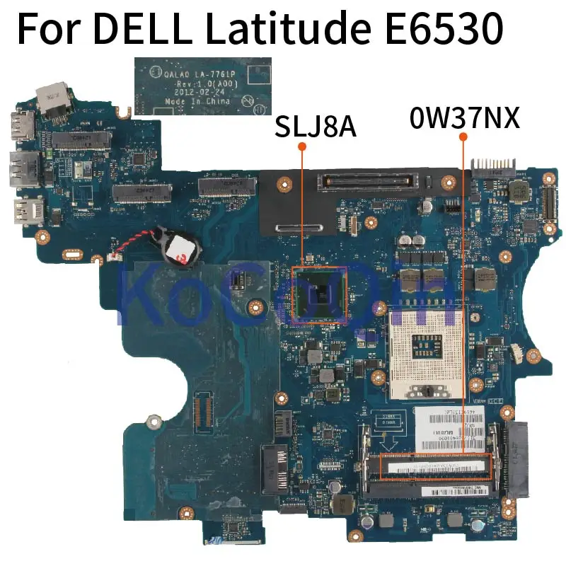 

For DELL Latitude E6530 SLJ8A Notebook Mainboard CN-0W37NX 0W37NX QALA0 LA-7761P Laptop Motherboard DDR3