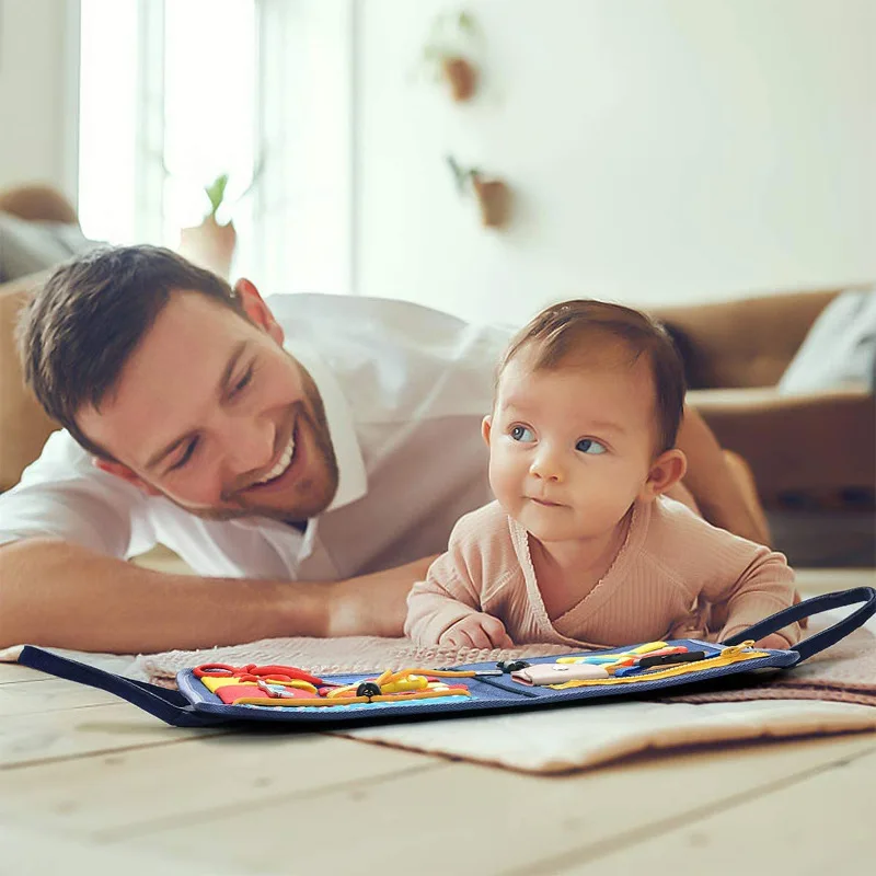 Planche d'activités Montessori, planche sensorielle éducative essentielle pour les tout-petits, développement de la Ntelligence, formation avec boucle, jouet pour enfants