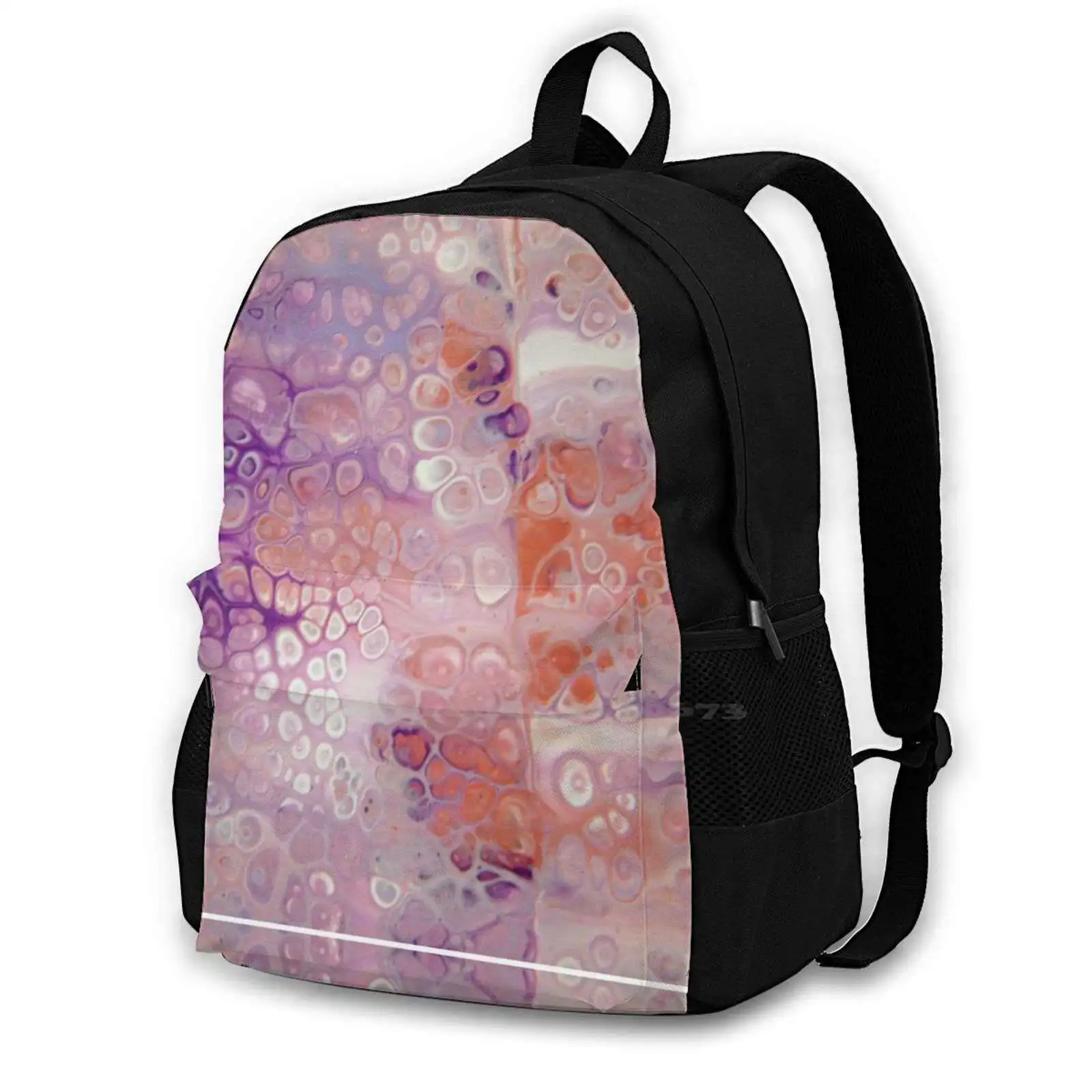 

Fluid Nature-Divided Flow In Purple-Acrylic Pour Art School Bag Big Capacity Backpack Laptop Divided Dividing Line Abstract