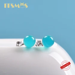 ITSMOS Amazonite Gemstone Stud Earrings s925 Sterling Silver Natural Crystal Christmas Earrings for Women Elegant Jewelry