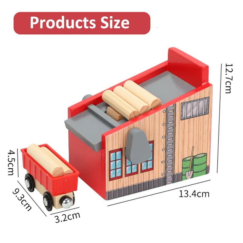 제재소 나무 철도 트랙 장면 액세서리 Thom 나무 기차 트랙 레일 자동차 장난감 어린이 선물과 호환
