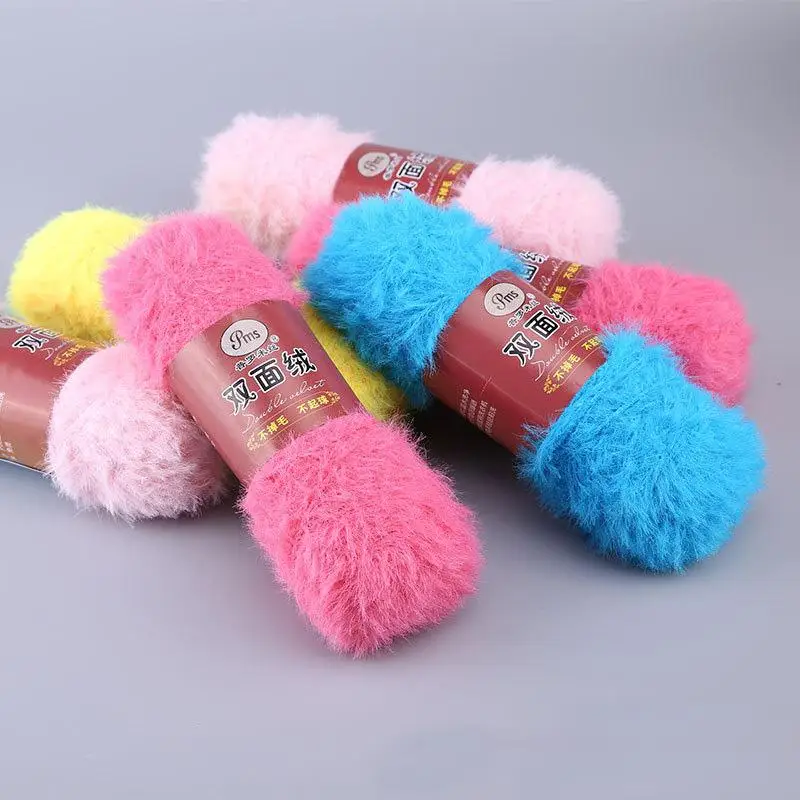 حار 100 جرام/الكرة على الوجهين الشعر الطويل لينة المنك الكشمير غزل الحياكة اليدوية 100% النايلون فو الفراء المرجان المخملية الكروشيه الموضوع FZ16 #3