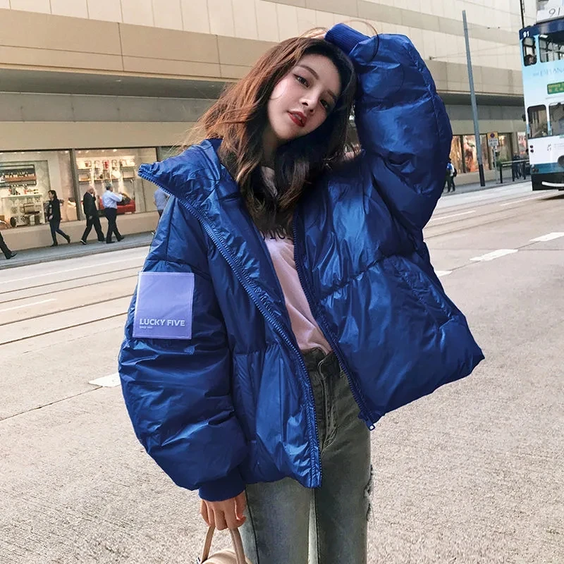 Large Size Loose Winter Jackets Fashion Glossy Bright Parka Women\'s Cotton Coat Jacket Winter Warm Thick Parka Womens Jacket