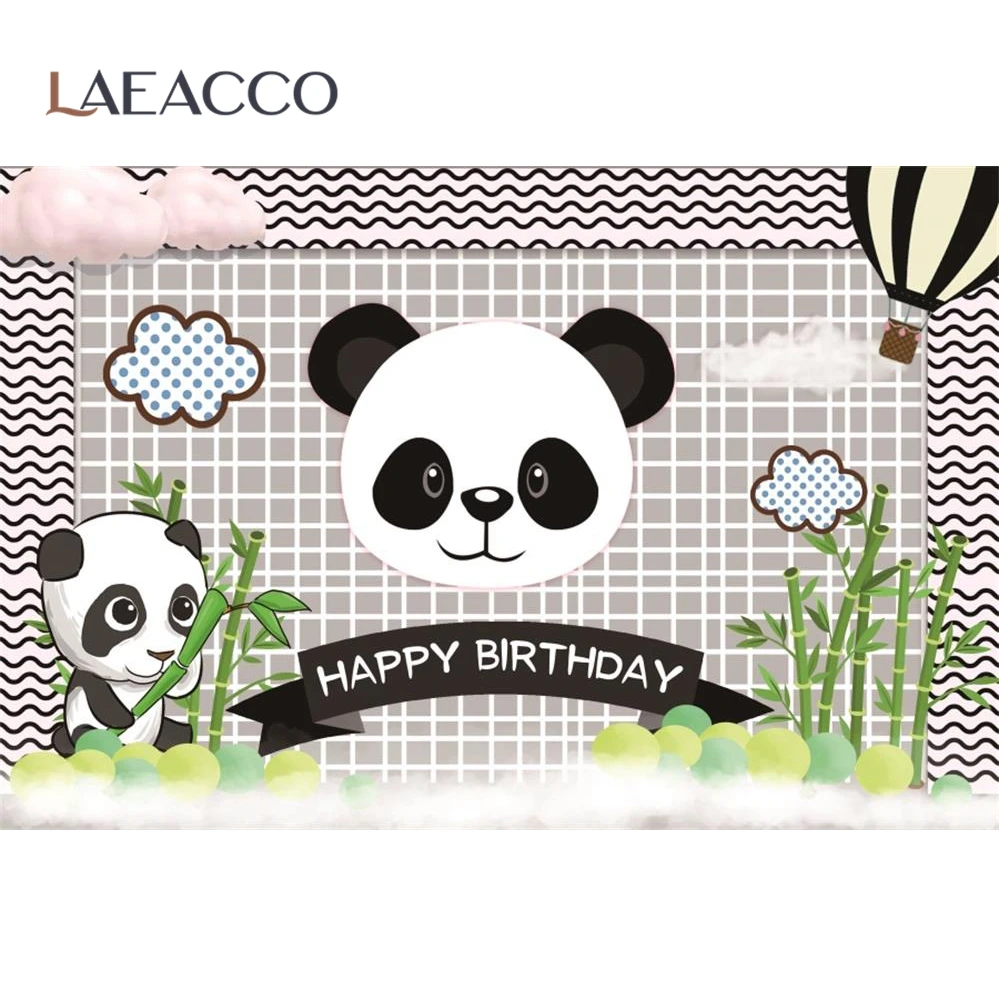 

Laeacco Panda Birthday Party Bamboo Cloud Baby Poster Cartoon Photo Backdrops Photographic Backgrounds Photocall Photo Studio