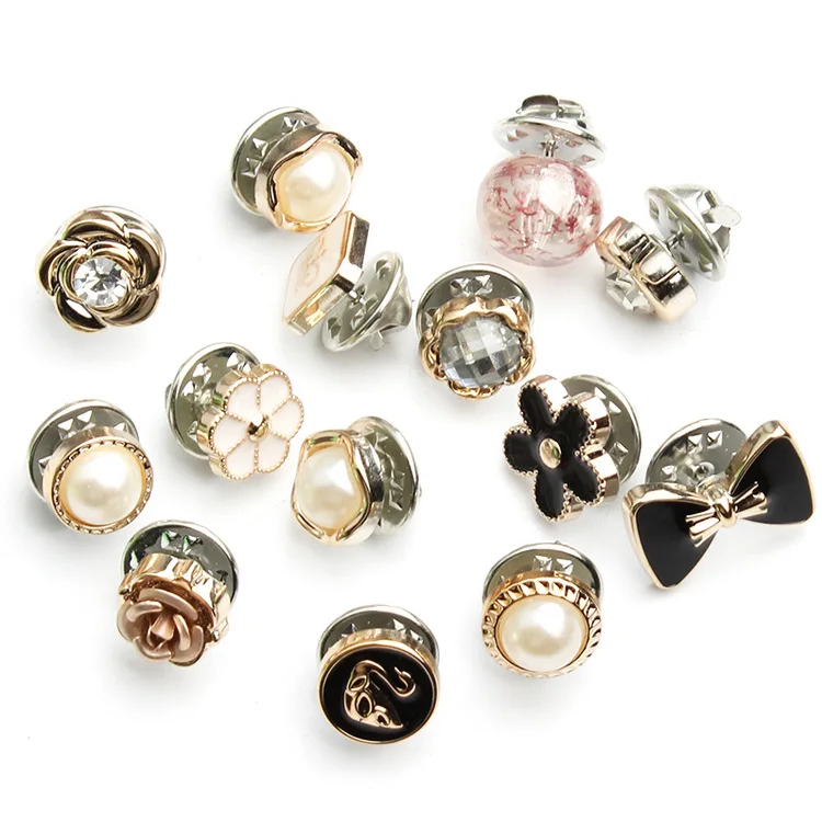 10PCs/Set Plastic Anti-exposure Snap Buttons For Clothings Rhinestone Decorative Buttons For Needlework Twist Fit Jeans Suit