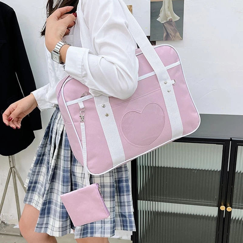 Japanese Preppy Style Uniform Shoulder Bag Lightweight Casual Girl Lolita Luggage Handbag Large Capacity Tote Fashion School Bag