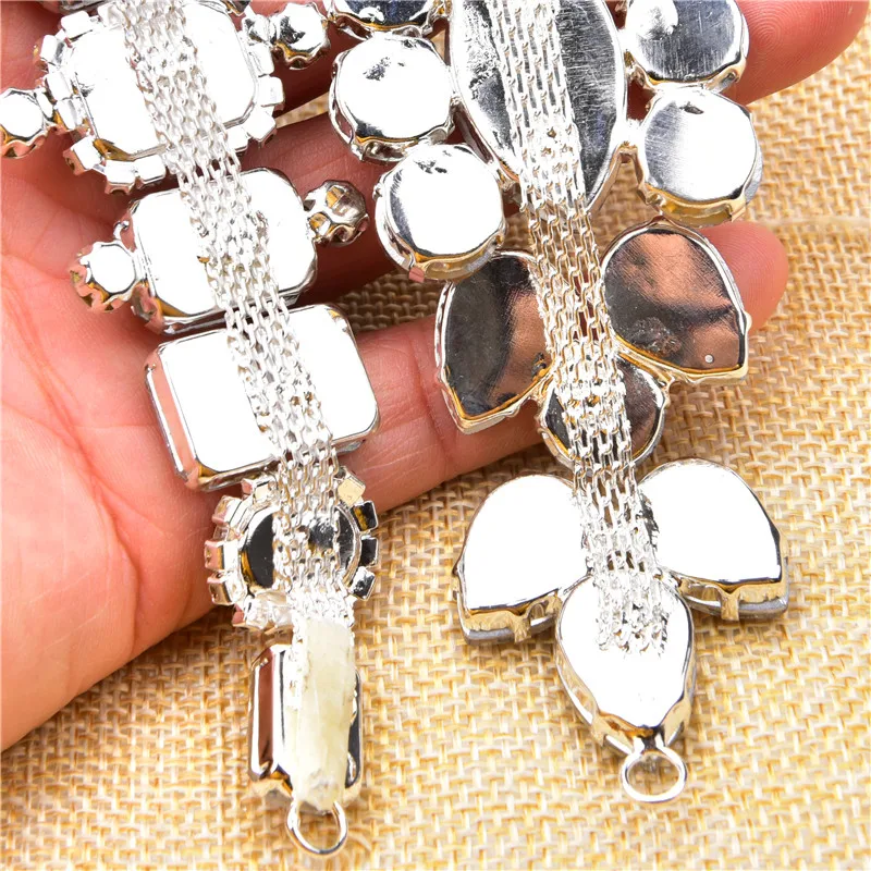 Rhinestone Brooch Clear Crystal Glass Diamond Buckle Shoes Bikini Connection Flat-Back Metal Chain Diy Clothing Dress Decorative