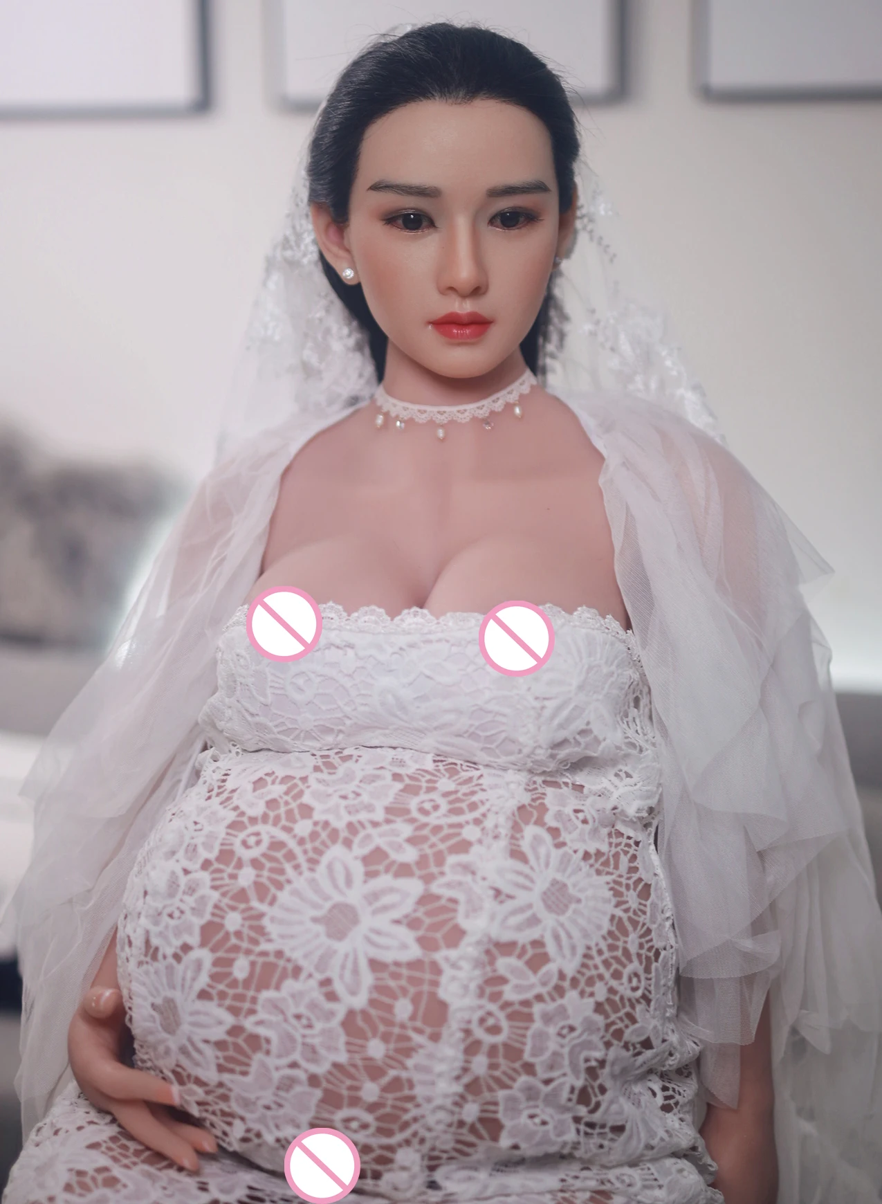 JYDOLL 160cm Pregnant Implanted Hair Silicone Head Sexy Doll With TPE Body TPE Sex Big Breasts Mannequins