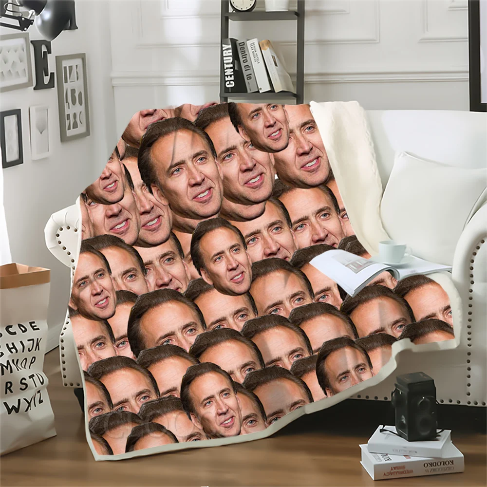 Funny Actor Nicolas Cage Blanket Printed Fashion Throw Blanket for Beds Teenager Home Decoration Bedding Adult Kids Quilt