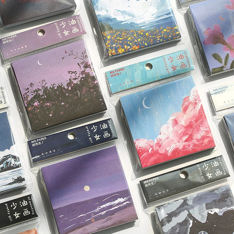 90 sheets Nature Cloud Silent Ocean Mountain Memo Pad Sticky Notes Notepad Diary Creative Self-Stick Note Memo Pads