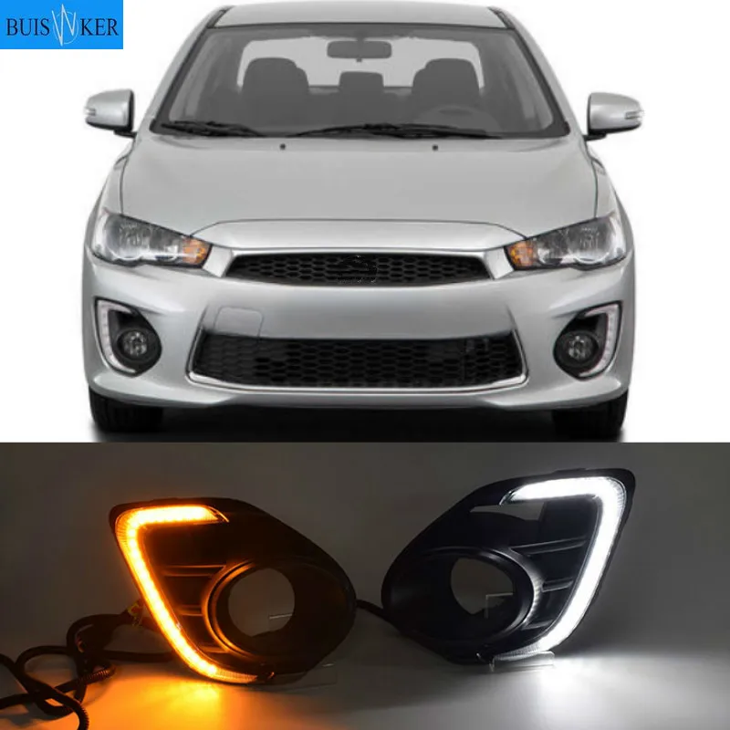 

1Pair Fog lamp For Mitsubishi Lancer 2016 2017 2018 2019 12V LED Daytime Running Light DRL Lamp with yellow signal style relay