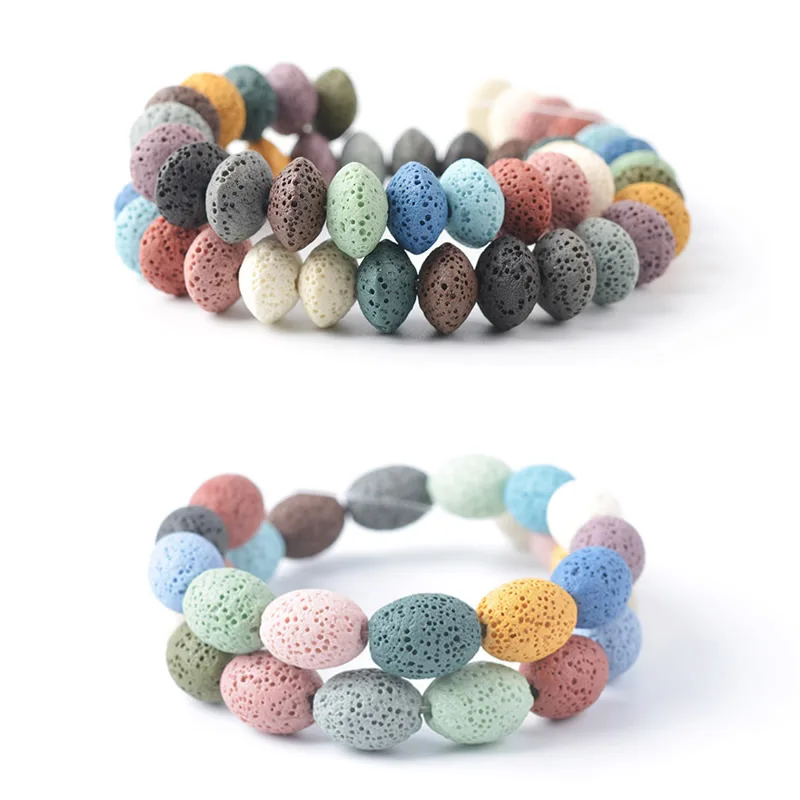Natural Lava Rock Beads Wheel bead spacer Multi Color Volcanic Stone Beads For DIY Necklace Bracelets Earring Jewelry Making