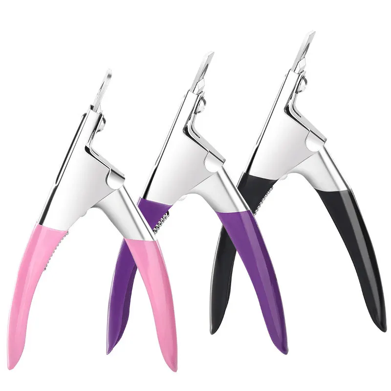 Professional Nail Art Clipper Special type U word False Tips Edge Cutters Manicure Colorful Stainless Steel Nail Art Tools