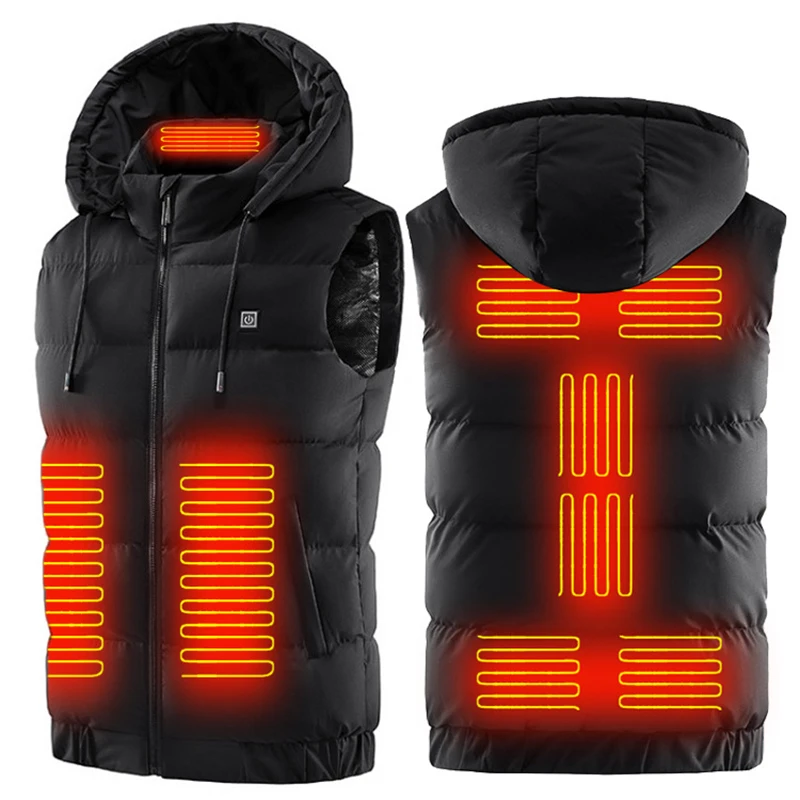 Electric Heated Vests Jacket Men Women Winter Outdoor Camping Hiking Fishing Warm Clothing USB Heating Tactical Vest With Caps