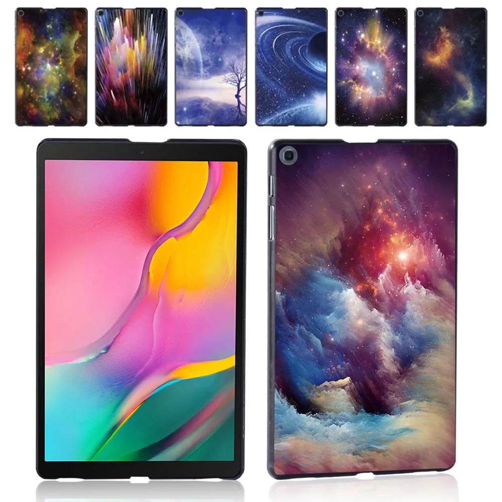 Case for Samsung Galaxy Tab A 8.0 Inch 2019 T290/T295 Anti-fall High Quality Space Pattern Plastic Slim Tablet Back Shell+Stylus