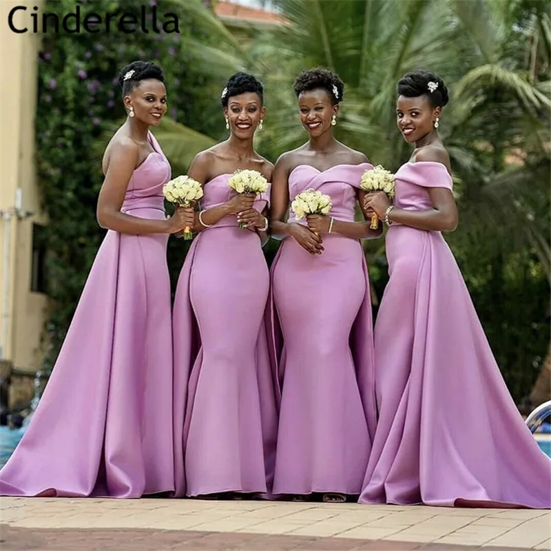 Robes de Demoiselle d'Honneur en Satin, Sirène, Longueur au Sol, avec Traîne de Balayage, pour ixde Mariage