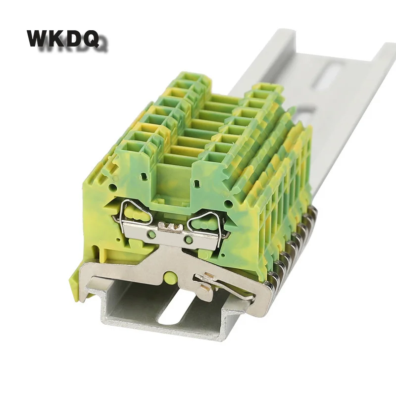 5Pcs 280-107 Spring Cage Mount Ground Earth 2-Conductor 280 107 Clamp Plug 2.5 mm² Wire Connector DIN Rail Terminal Block