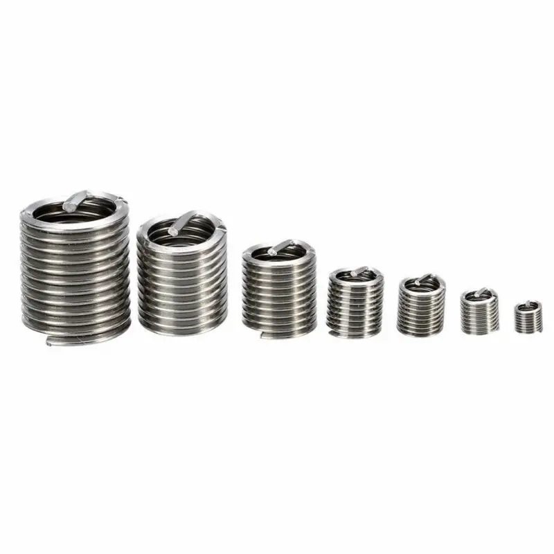 60 pz/set Kit di inserti di riparazione filettatura in acciaio inossidabile argento M3 M4 M5 M6 M8 M10 M12