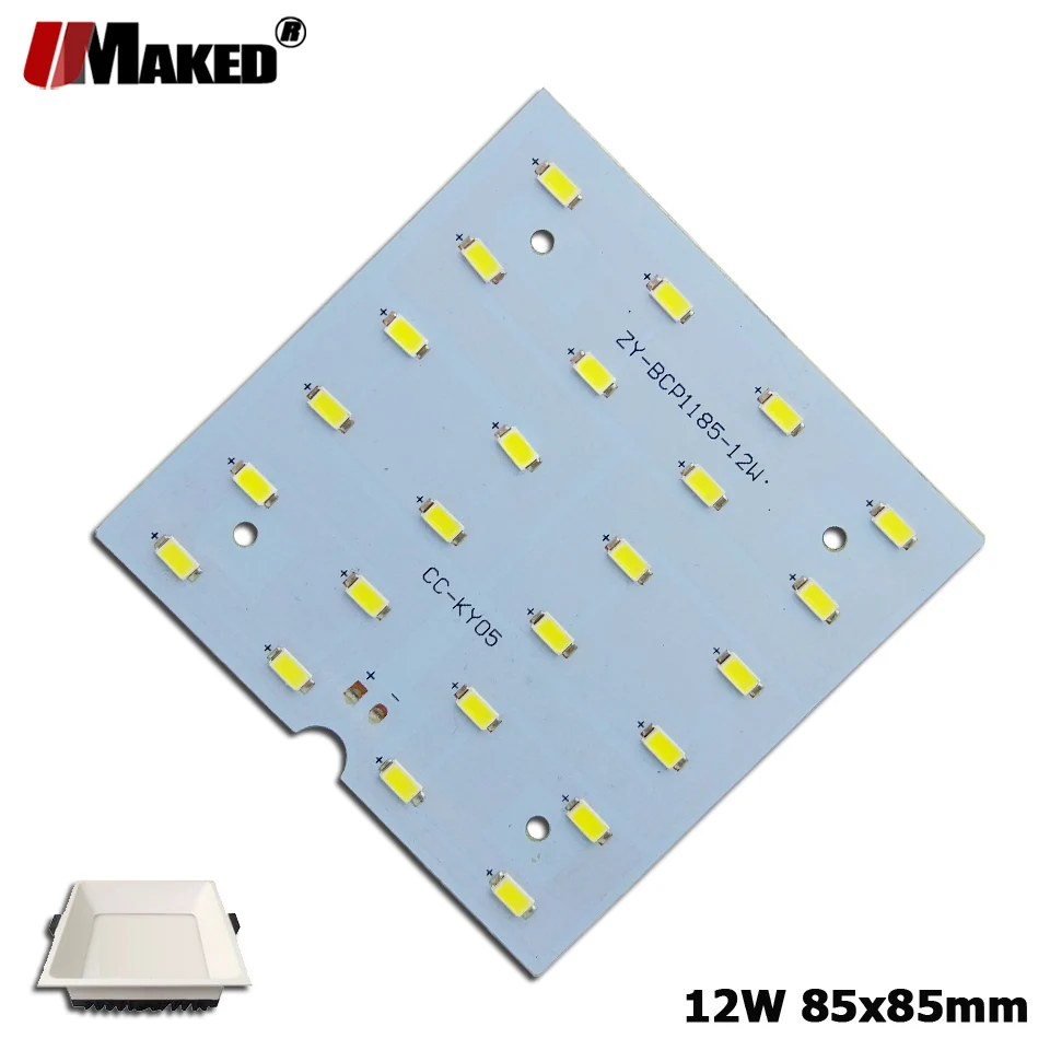 5/10/20 sztuk LED PCB 12W 85X85MM LED typu Downlight płyta aluminiowa oświetlenie radiator SMD5730 110lm/w kwadratowe źródło światła do lampy panelowej