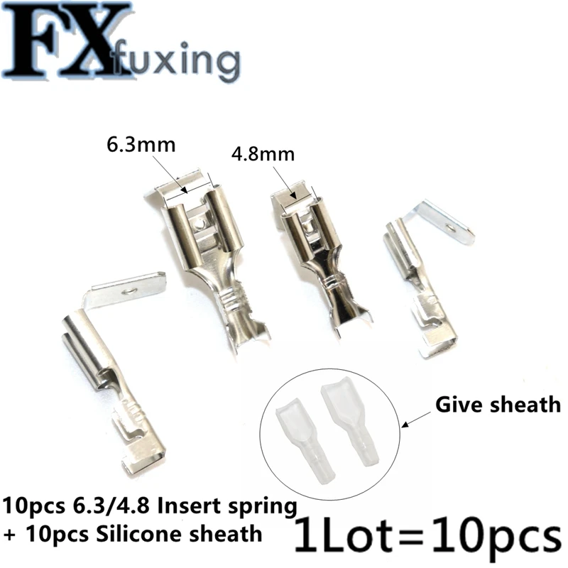 

50Set 6.3mm 4.8mm Against The Back Shoulder Of Male and Female Plug Spring Terminals Inserted Cold Terminal With Case Connector