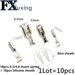 50Set 6.3mm 4.8mm  Against The Back Shoulder Of Male and Female Plug Spring Terminals Inserted Cold Terminal With Case Connector