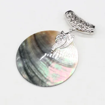 천연 쉘 펜 던 트 라운드 모양 어머니 진주 전복 쉘 보석에 대 한 절묘 한 매력 DIY 목걸이 액세서리 만들기