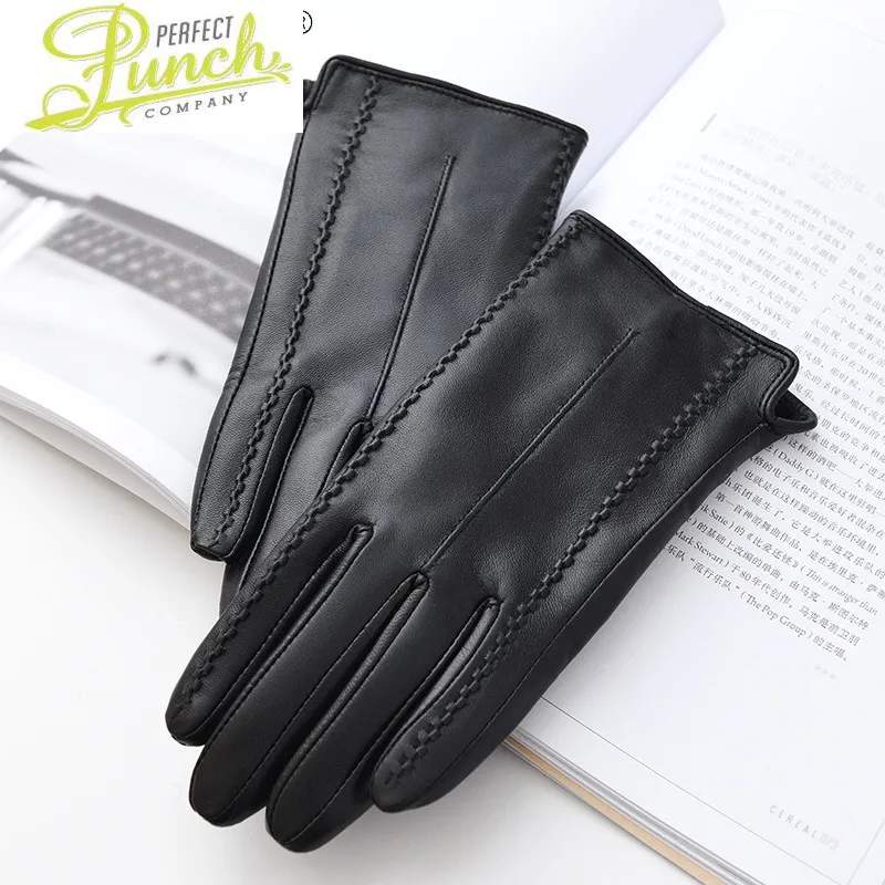 Gloves Women's Winter Genuine Sheepskin Leather Gloves Touch Screen Lacework Warm Gloves Korean Guantes Negros SQQ396