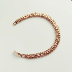 2023 Trendy Men Women Bracelet Rose 585 Gold Color Fashion Jewelry 19CM Long Bracelet Anniversary Gift