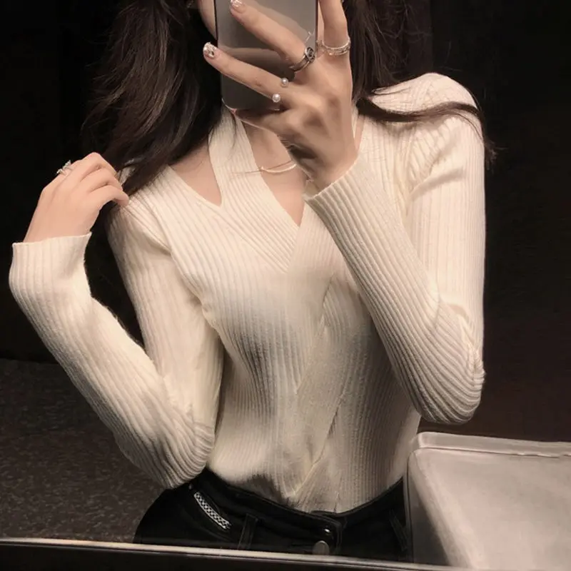 Pure Desire Halter Bottoming Clothes Women Spring Wild Sweet Short Tops Slim Slim Sexy Knit Sweater Sweater