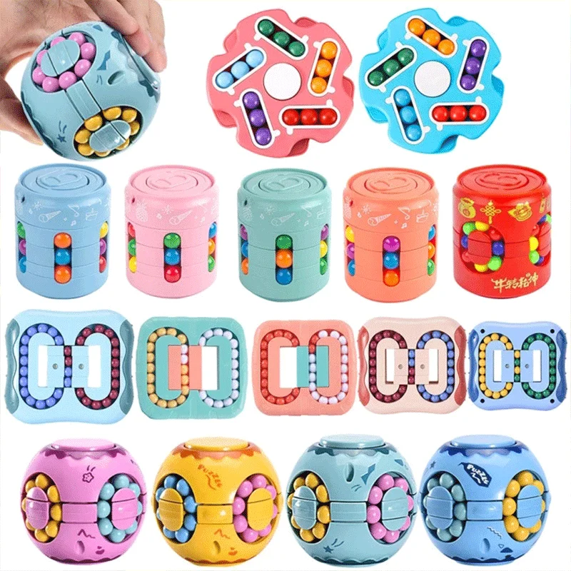 Rotating Magic Bean Cube Stress Relief Toy for Adults Kids 2021 Hot Sale Fingertip Fidget Toys Intelligence Game