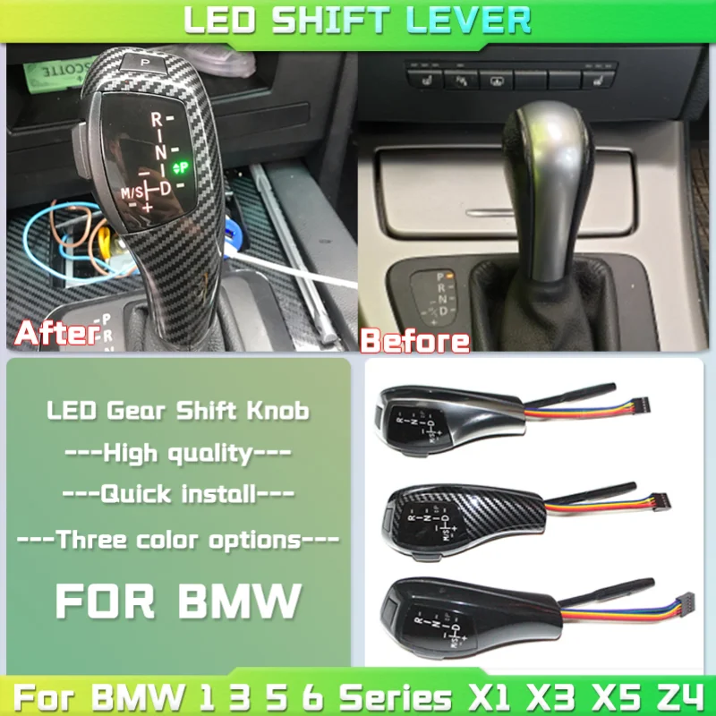 

Светодиодная ручка переключения передач для BMW 1 3 5 6 Series E90 E60 E46 2D 4D E39 E53 E92 E87 E93 E83 X3 E89, автоматические аксессуары