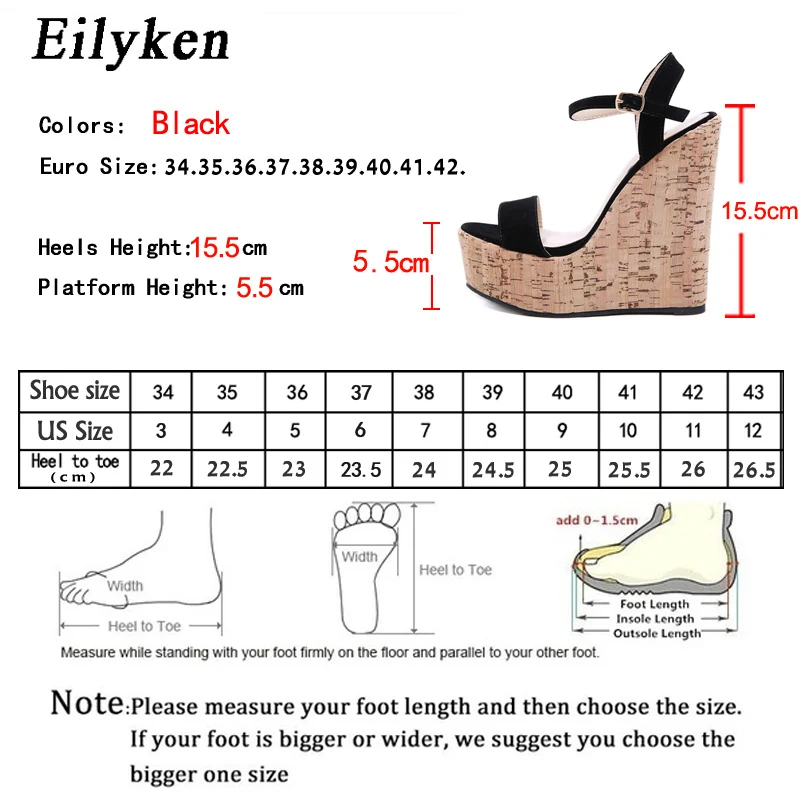 Eilyken Fashion Roman Open Toe Platform Wedges Women Sandals Summer Ankle Buckle Strap High Heels Banquet Party Shoes