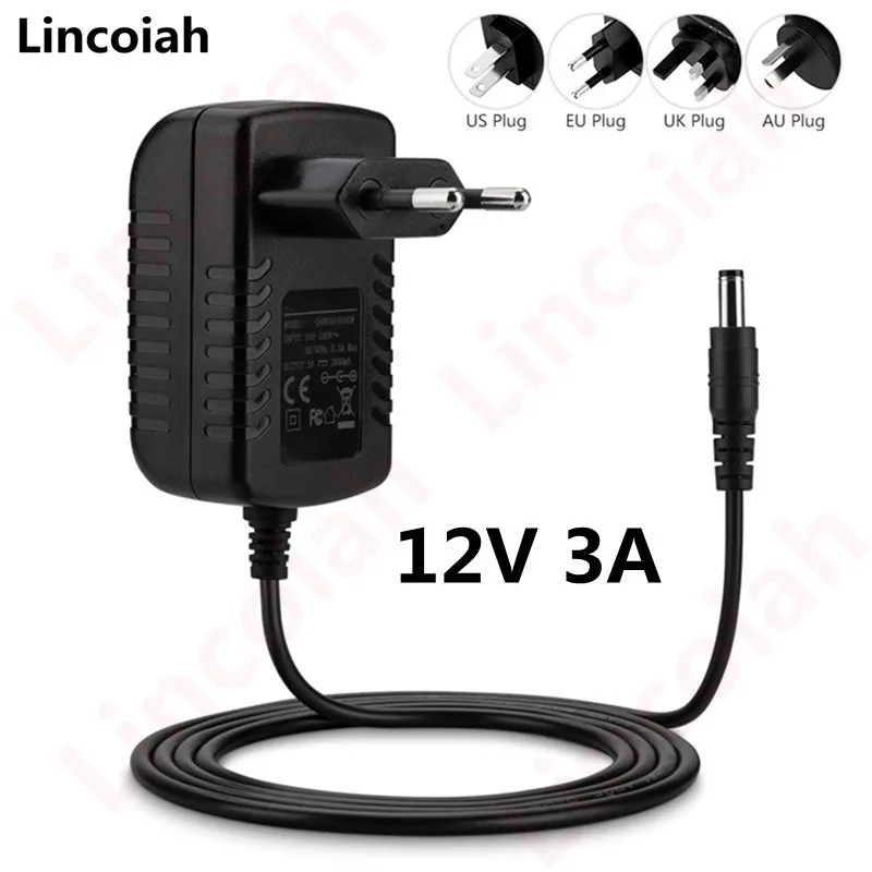 

AC 100-240V to DC 12V 3A 3000MA Power Supply Power Adapter charger 12 V Volt For AHD Camera DVR CCTV Camera EU/US/UK/AU Plug