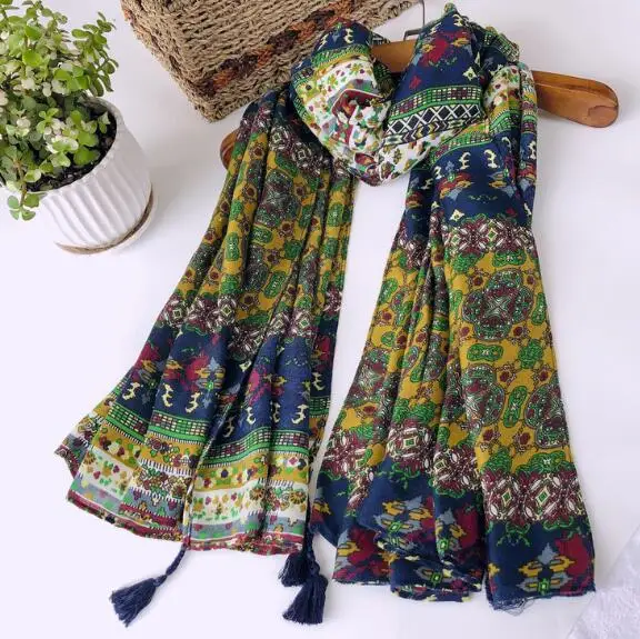 2020 mới Phong Cách Bohemian Khăn Choàng Cổ Nữ Quốc Gia Retro Len Mềm Mại Khăn Choàng Khăn Choàng Thoải Mái Thời Trang Thu Đông khăn choàng cổ