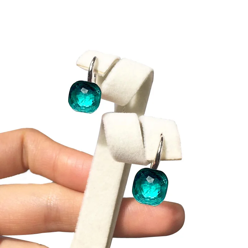 Top Quality Fashion Rose Gold Color Multicolor Faceted Crystal Gemstones Stone Drop Hook Earring For Women