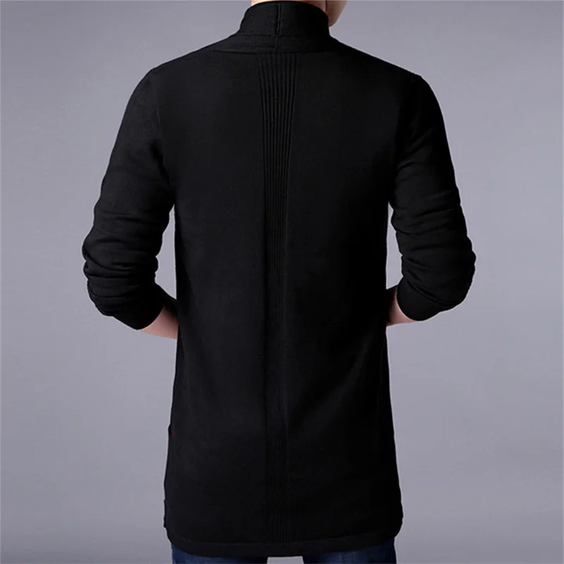 Suéter largo ajustado para hombre, Chaqueta de punto de Color sólido, informal, a la moda, novedad de otoño, 2024