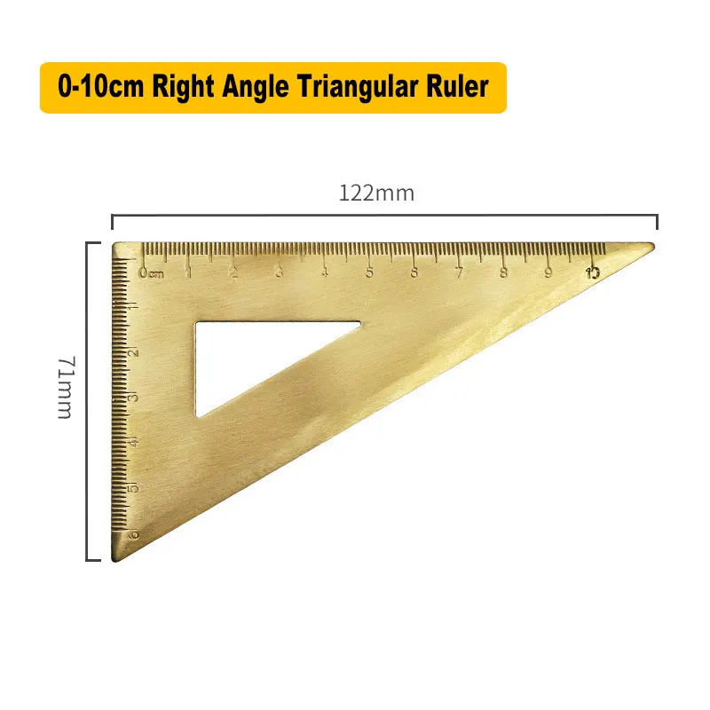 Regla Triangular de Metal y latón de 0-10cm, para la Oficina, la escuela, el ángulo recto, medición de dibujo, para diseño de matemáticas, examen de