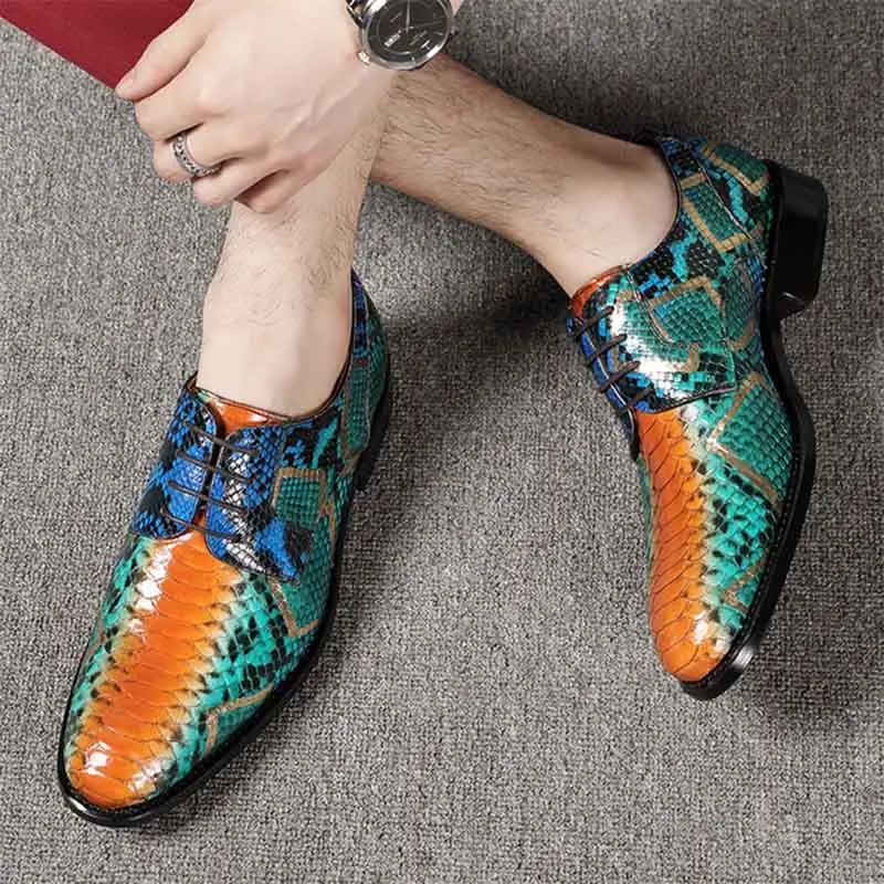 Sipriks Luxury Men\'s Dress Shoes Beautiful Python Skin Shoes Male Wedding Goodyear Welted Shoes Real Snakeskin Gents Suit Social