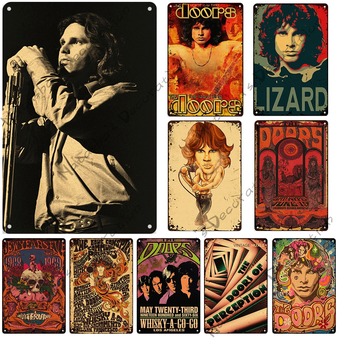 Rock Band Sign DOORS Decorative Sign Jim Morrison Metal Sign Rusty Metal Plaque Retro Metal Poster Music Metal Sign BAR PUB Sign